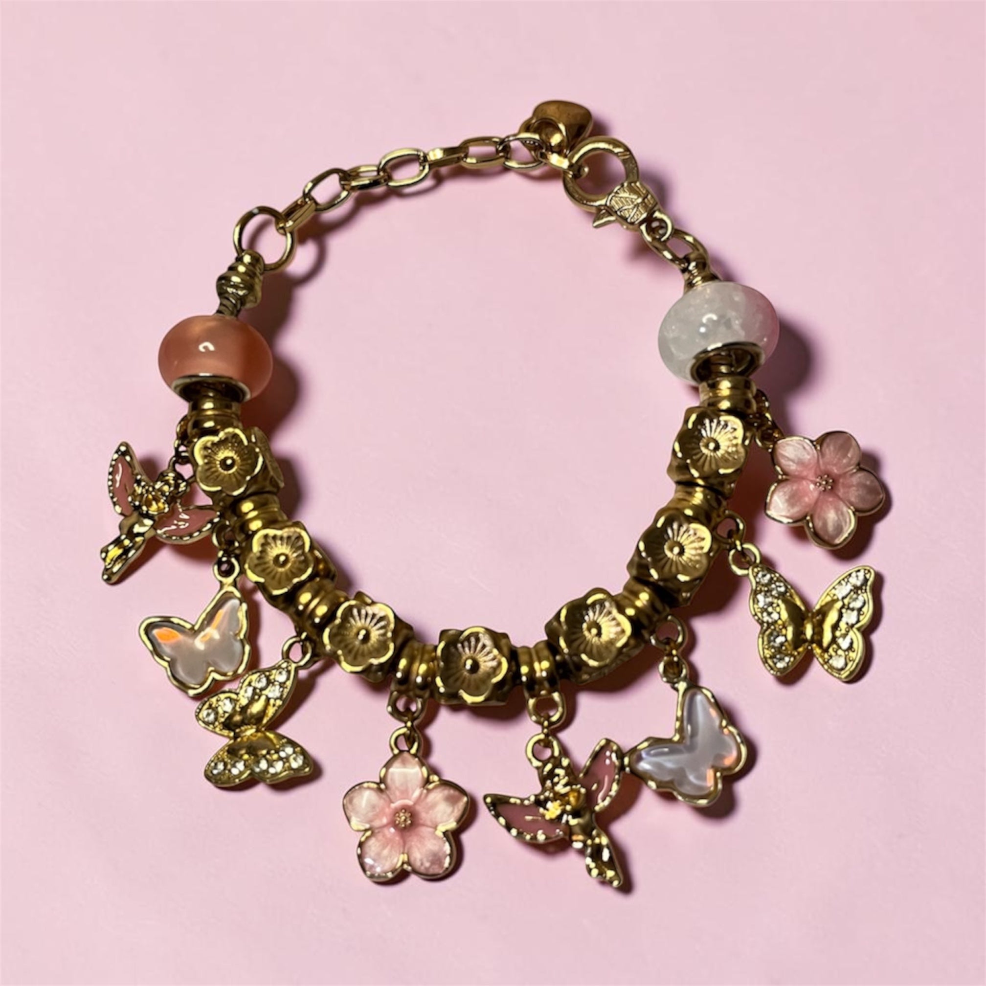 Pink Blossom Charm Bracelet