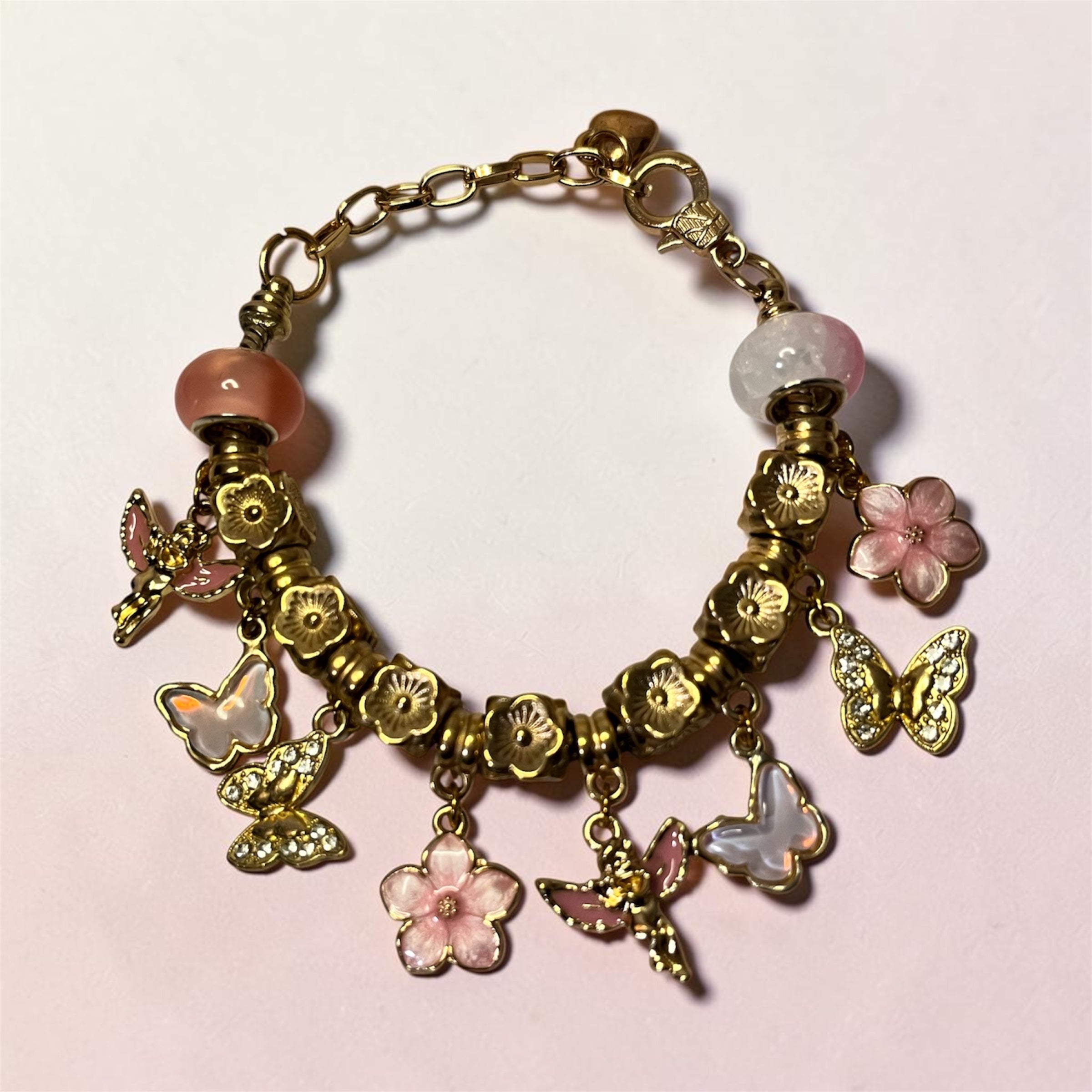 Pink Blossom Charm Bracelet