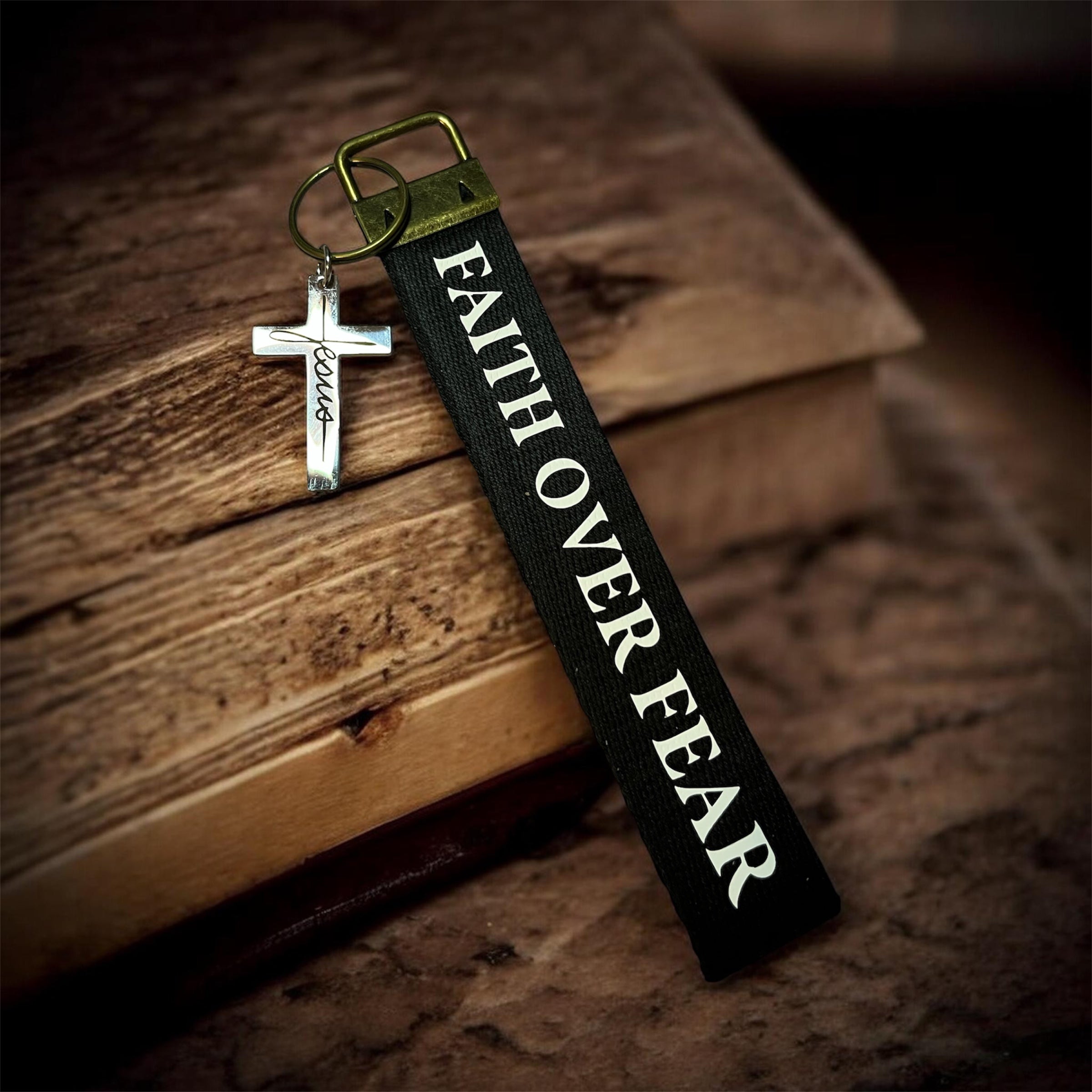 Faith over fear keychain